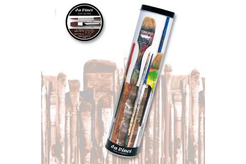 Scatola metallo DA VINCI TOP-ACRYL + 10 pennelli per colori pastosi Scatola metallo DA VINCI TOP-ACRYL con 10 pennelli per colori pastosi